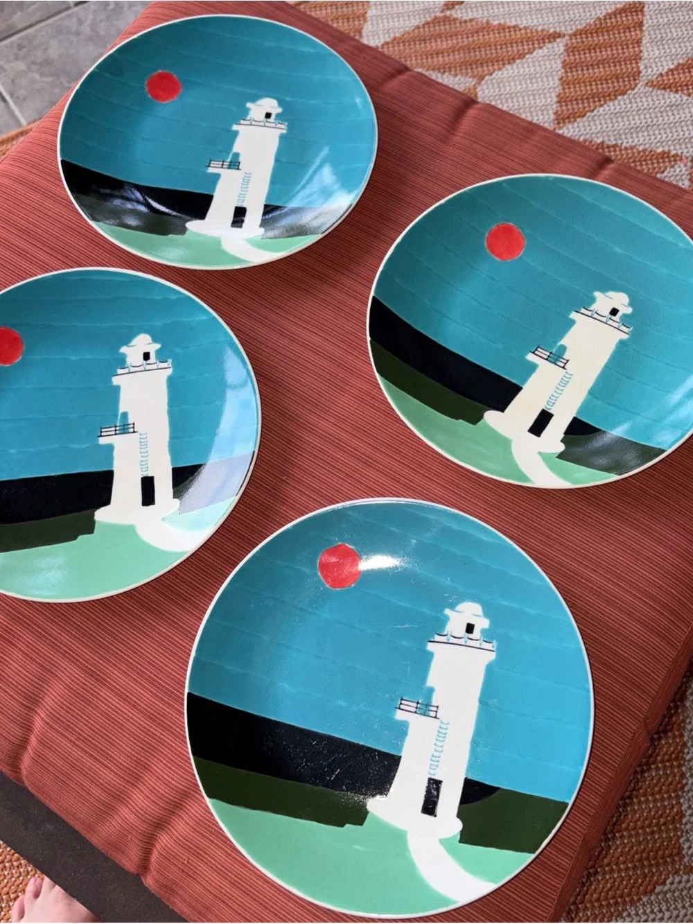 West Elm collectors dinner plates  Lighthouse Decorative Plate - Teal set of 4